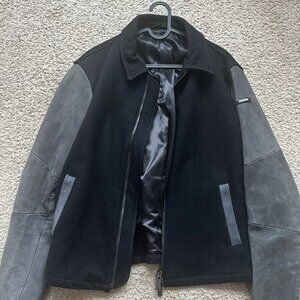 Pre-owned Armani Jeans Wool & Leather Jacket - Men's Size Large